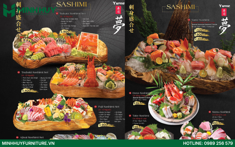 menu quán Yume Sushi