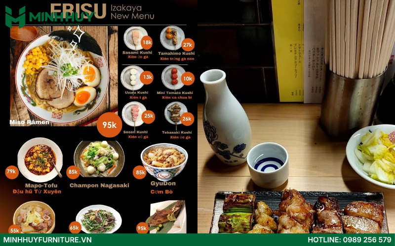 menu quán nhật bản Ebisu