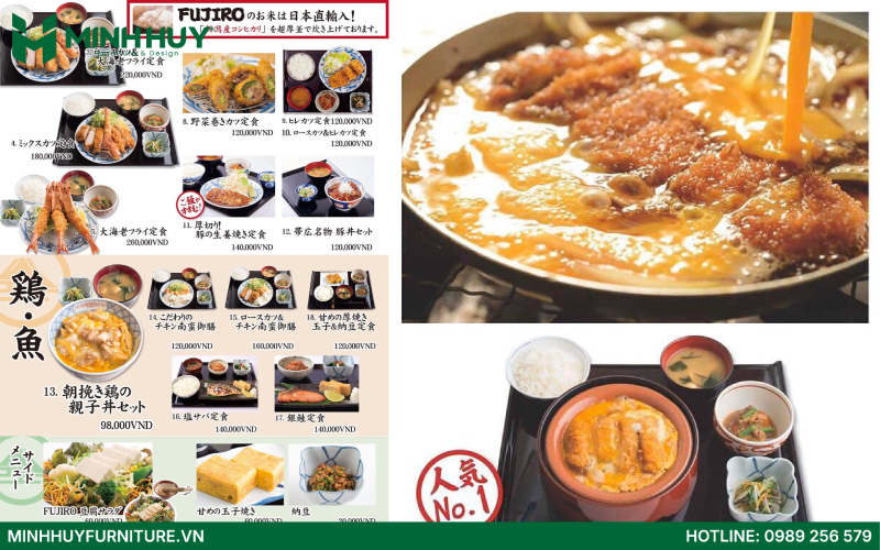 menu quán nhà hàng nhật bản Fujiro