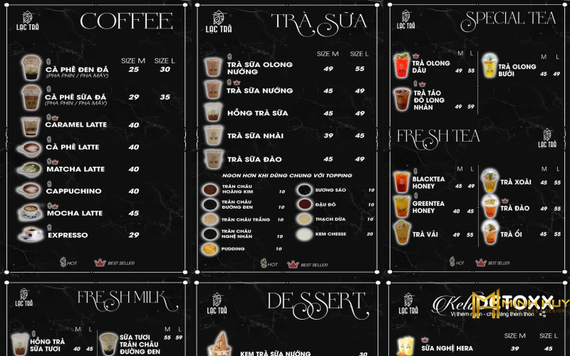 Menu quán cafe boardgame Lạc Trà Coffee Tea