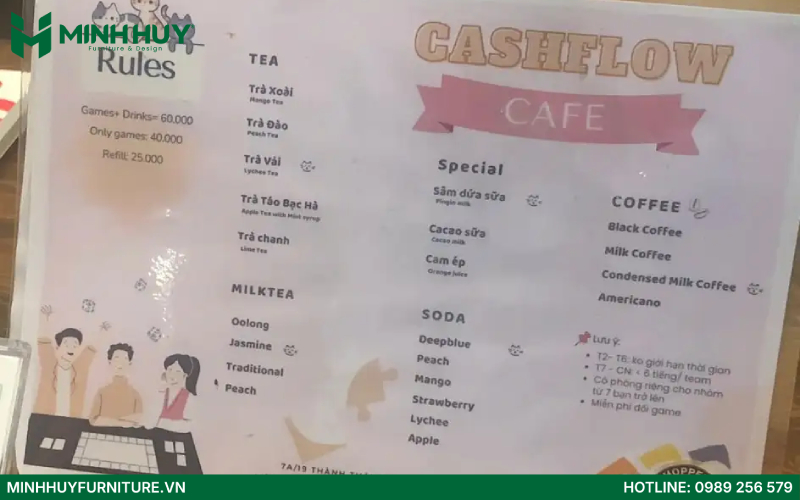 Quán cafe boardgame kèm menu quán tại Sài Gòn