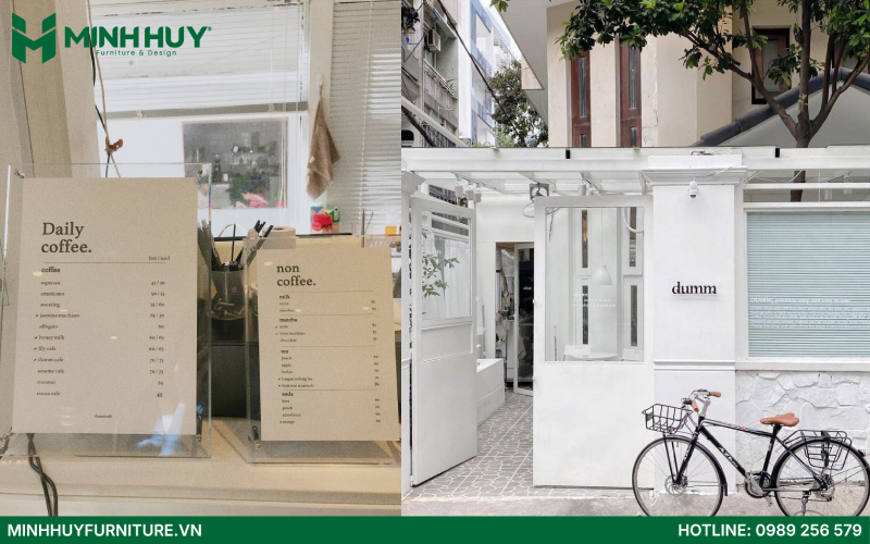 Menu Quán cafe phong cách tối giản Dumm Cafe