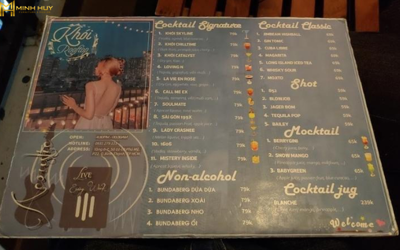 Menu quán Khói rooftop