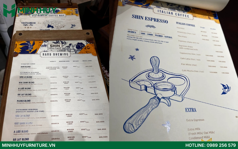 Menu quán cafe Shin Coffee