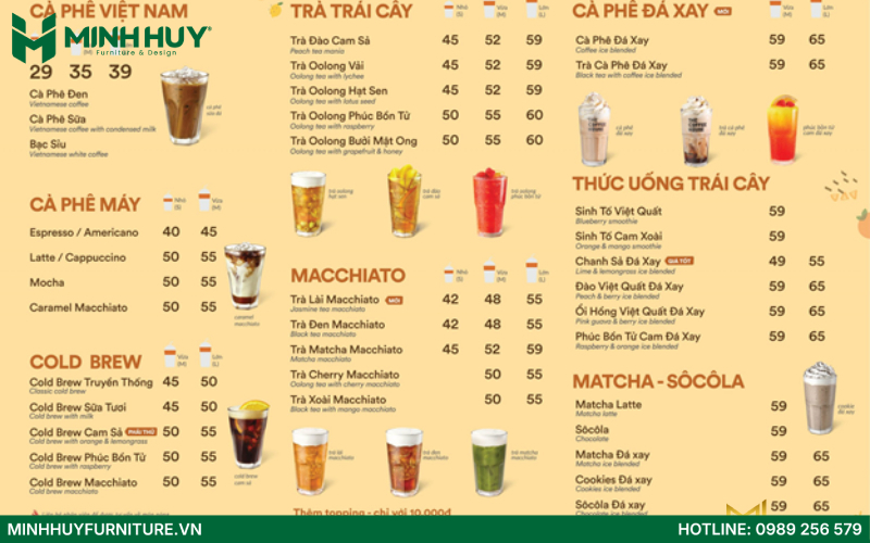 Menu quán cafe văn phòng The Coffee House