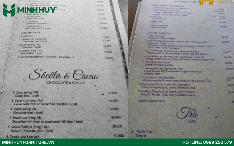 Menu quán Bâng Khuâng Café