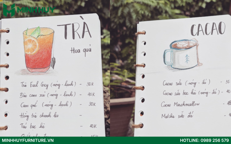 Menu quán Tổ cafe