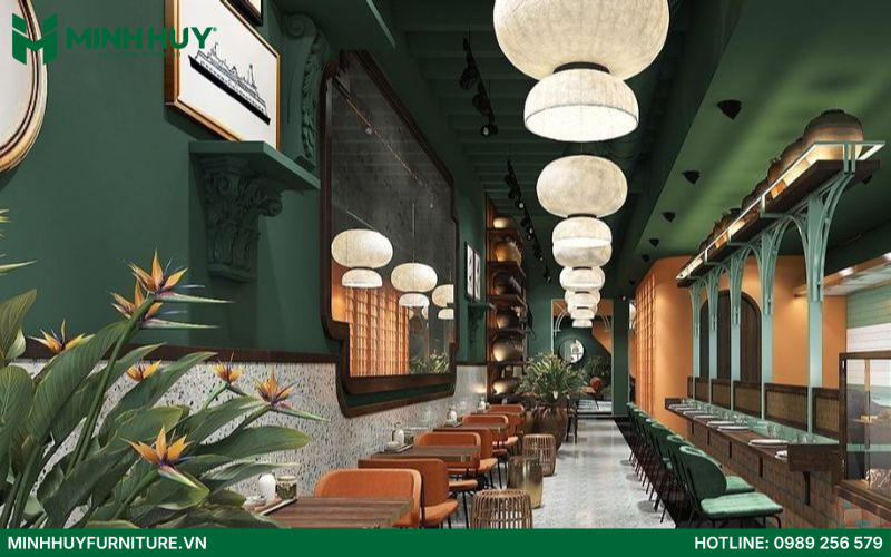 báo giá thi công nội thất nhà hàng phong cách Indochine