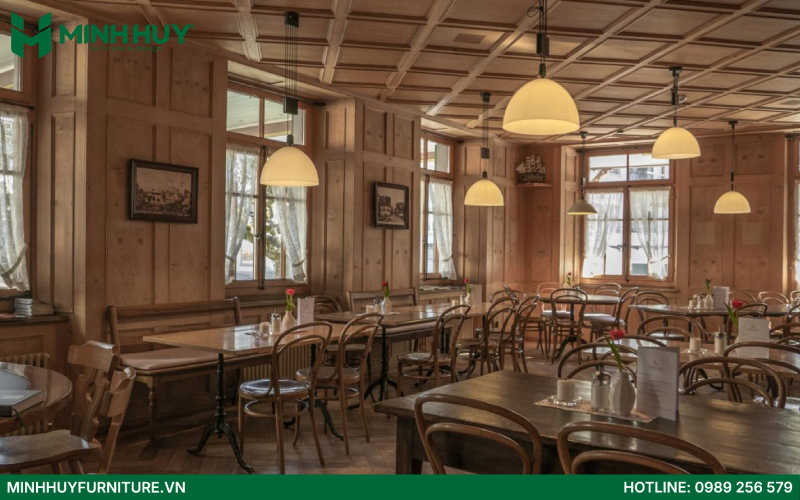 công ty thi công nội thất nhà hàng phong cách Vintage