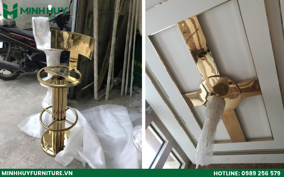 xưởng gia công khung kính inox mạ vàng