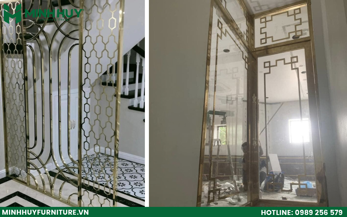 xưởng gia công khung kính inox mạ vàng hcm