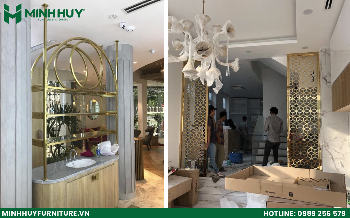 khung kính inox mạ vàng hcm