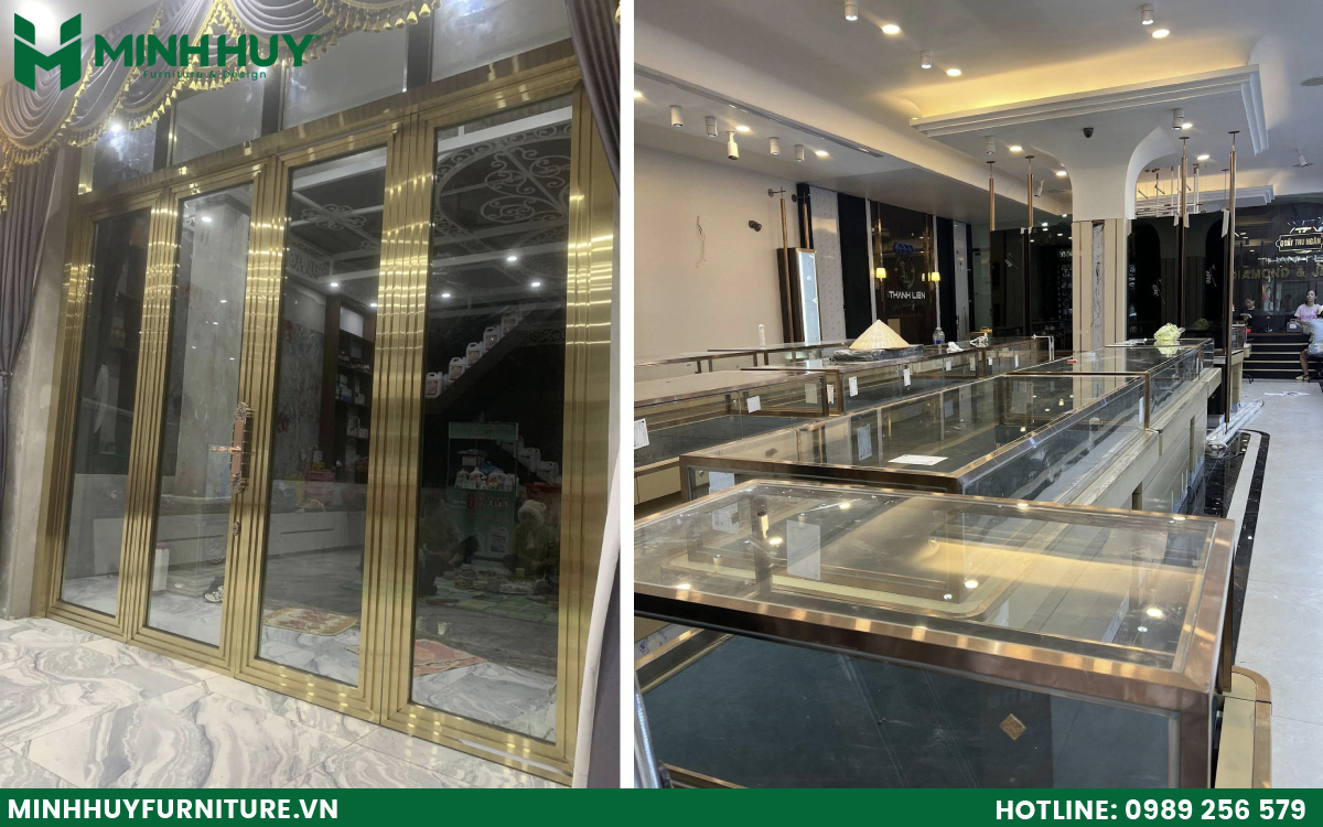 xưởng gia công khung kính inox mạ vàng