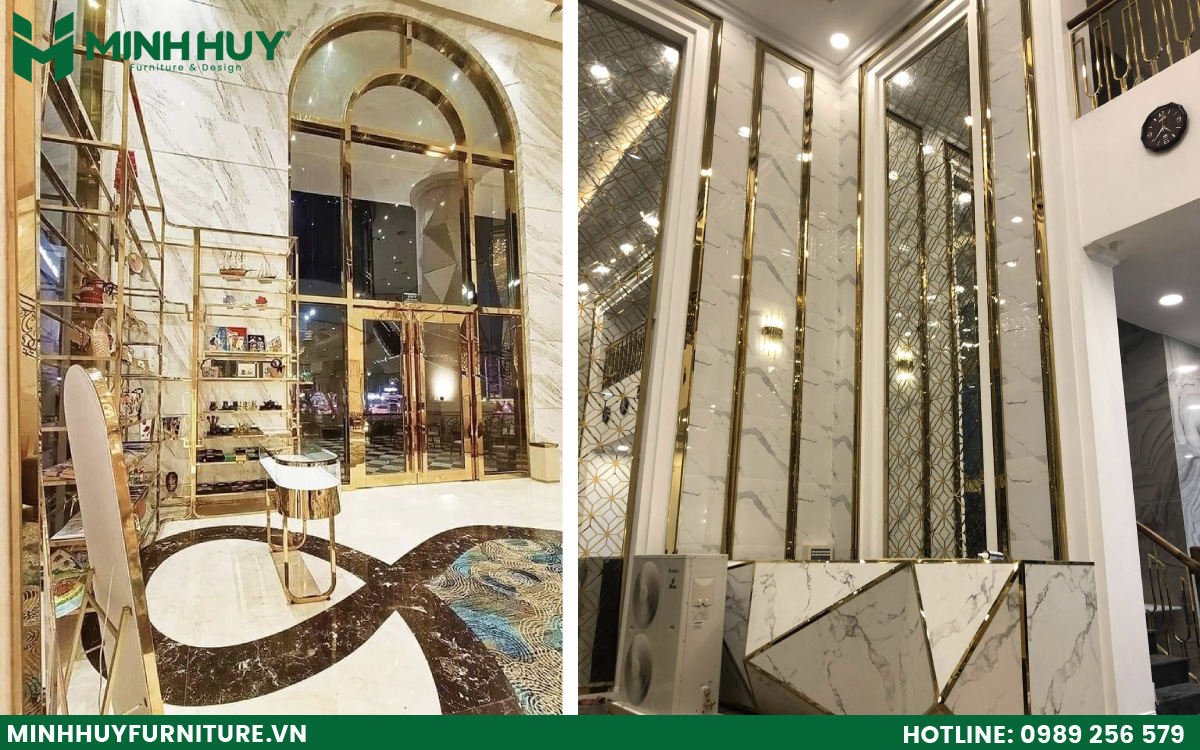 khung kính inox mạ vàng tại hcm