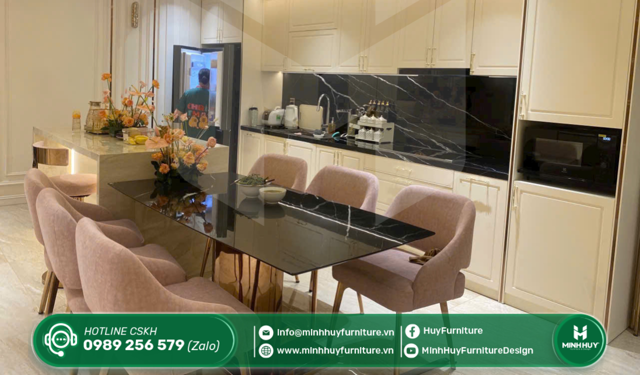 bàn ăn inox mạ vàng