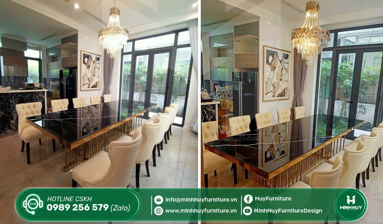 bàn ăn inox mạ vàng tphcm