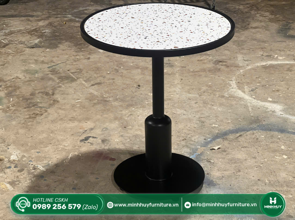 Thông số sản phẩm Bàn Cafe Tròn Mặt Gạch Chân Sắt MHB001
