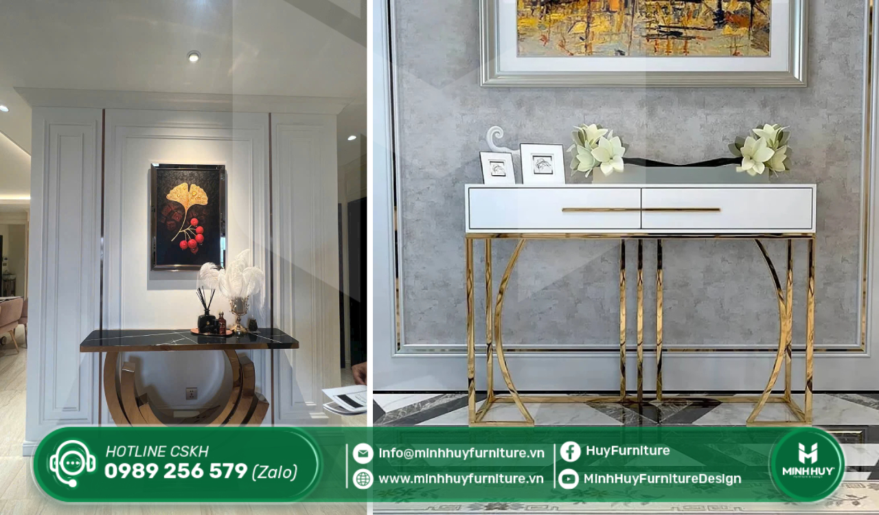 bàn console inox