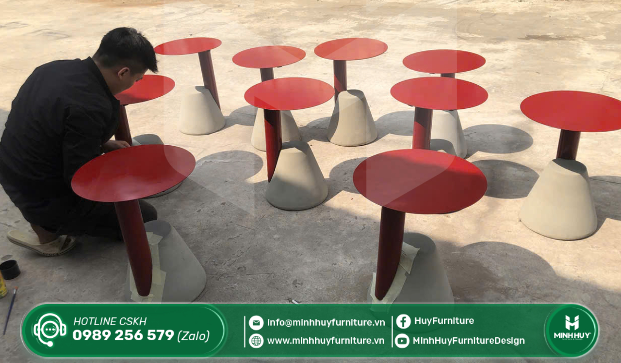 Ghế đôn hiện đại màu đỏ MH107