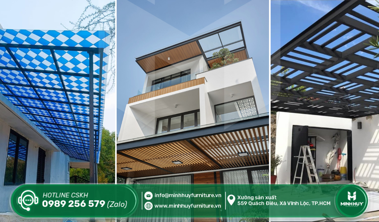 xưởng thi công khung sắt mái che sân thượng quận 12 tphcm