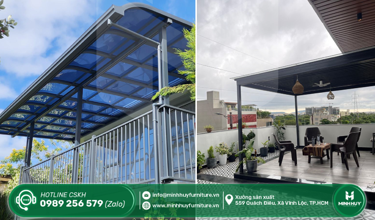 xưởng làm khung sắt mái che mưa sân thượng quận 7 tphcm