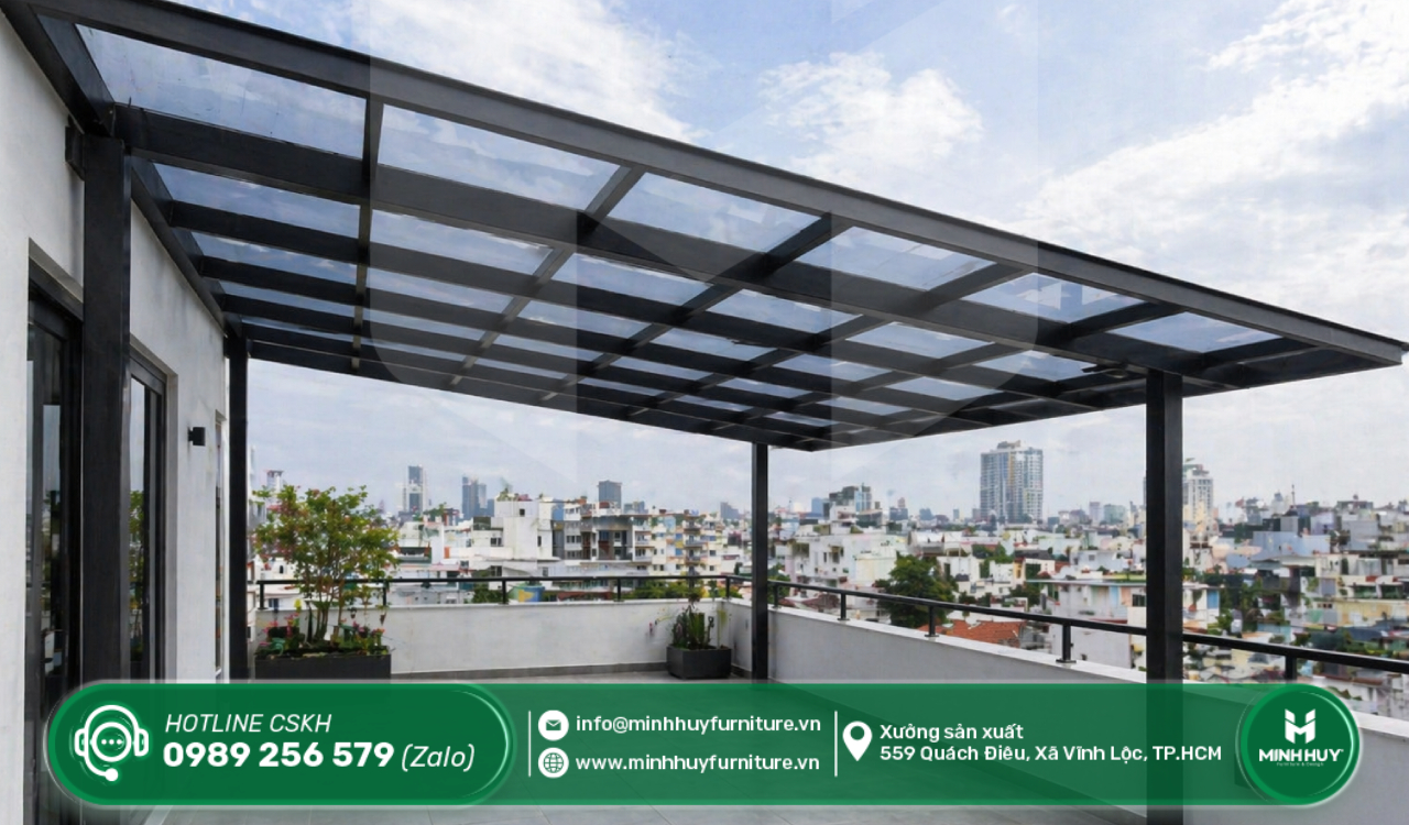báo giá thi công khung sắt mái che mưa sân thượng quận gò vấp tphcm
