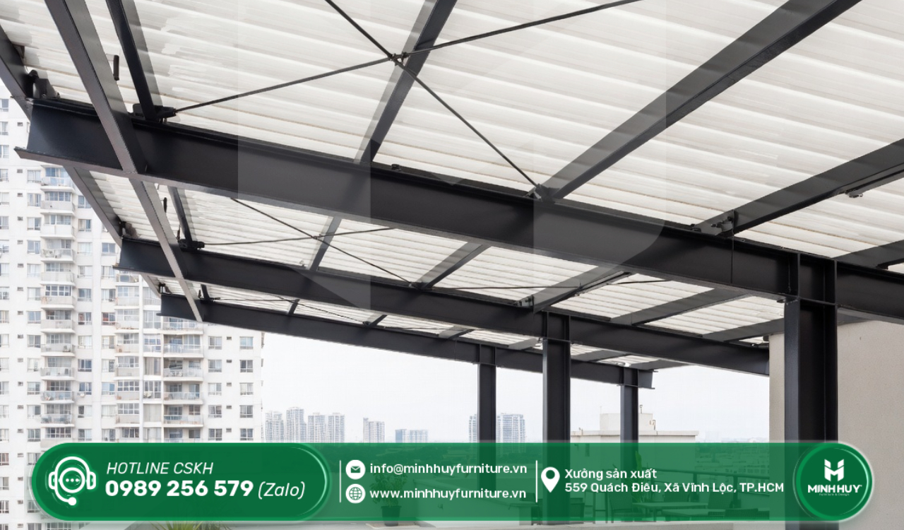 báo giá thi công khung sắt mái che sân thượng quận tân bình tphcm