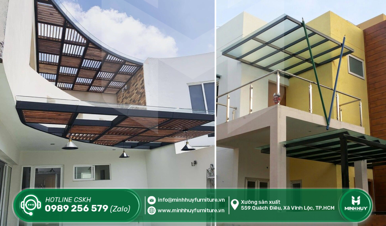 làm khung sắt mái che sân thượng quận 11 tphcm