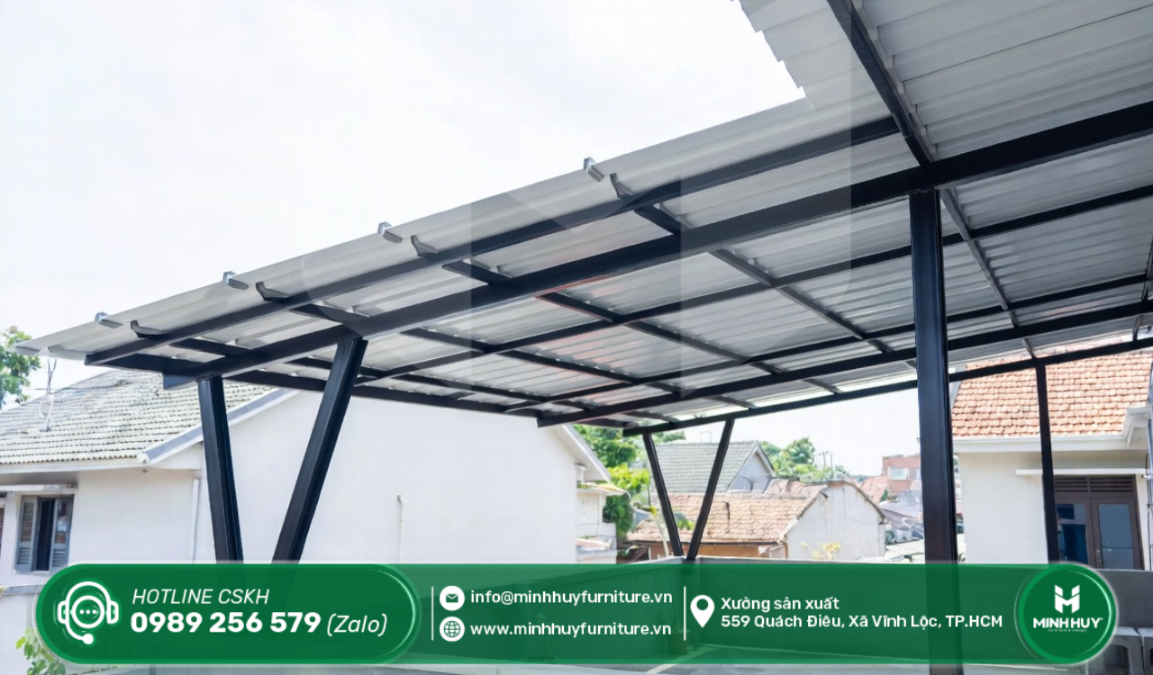 lắp đặt khung sắt mái che nắng sân thượng quận 1 tphcm