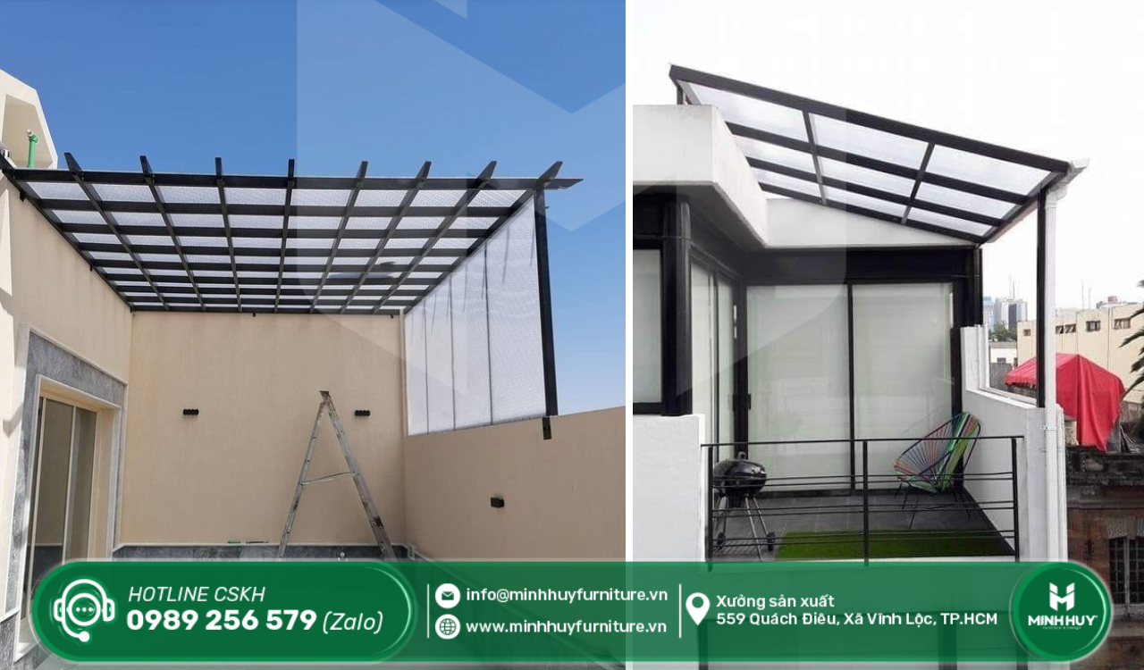 báo giá làm khung sắt mái che sân thượng quận 11 tphcm