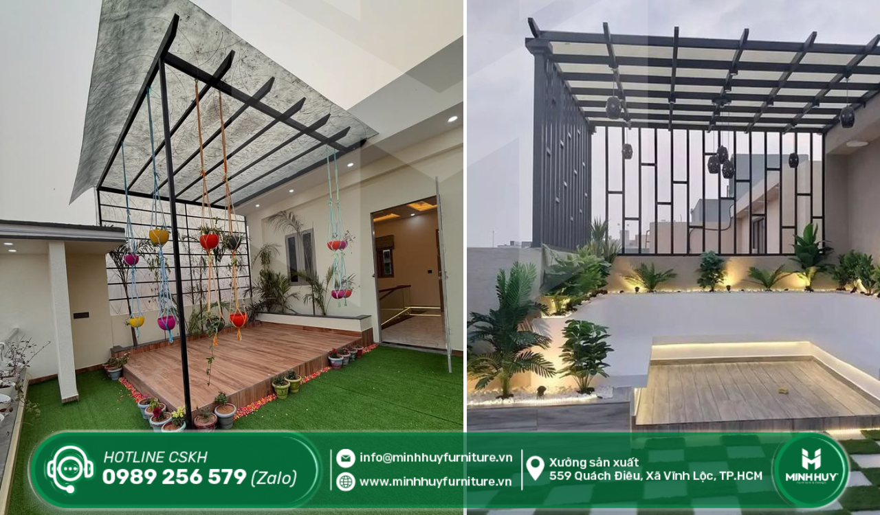 báo giá thi công khung sắt mái che mưa sân thượng quận 7 tphcm