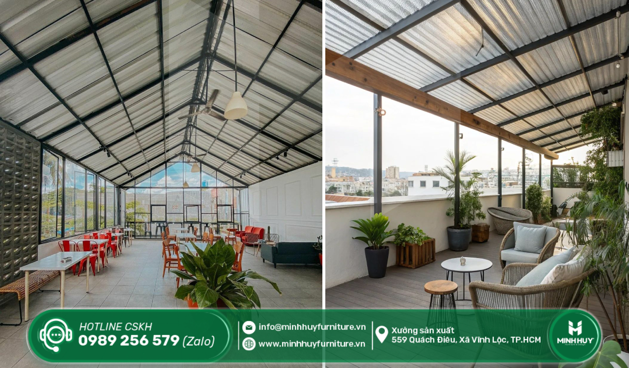 làm khung sắt mái che sân thượng quận 8 tphcm