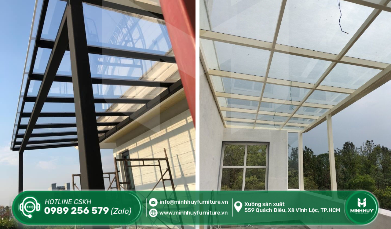báo giá làm khung sắt mái che mưa sân thượng thủ đức tphcm