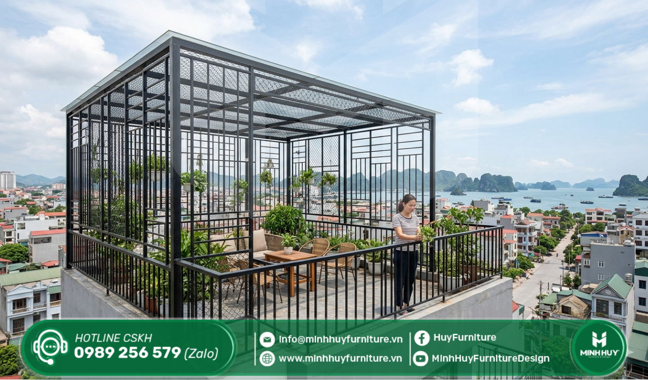 làm khung sắt bảo vệ sân thượng quận gò vấp tphcm