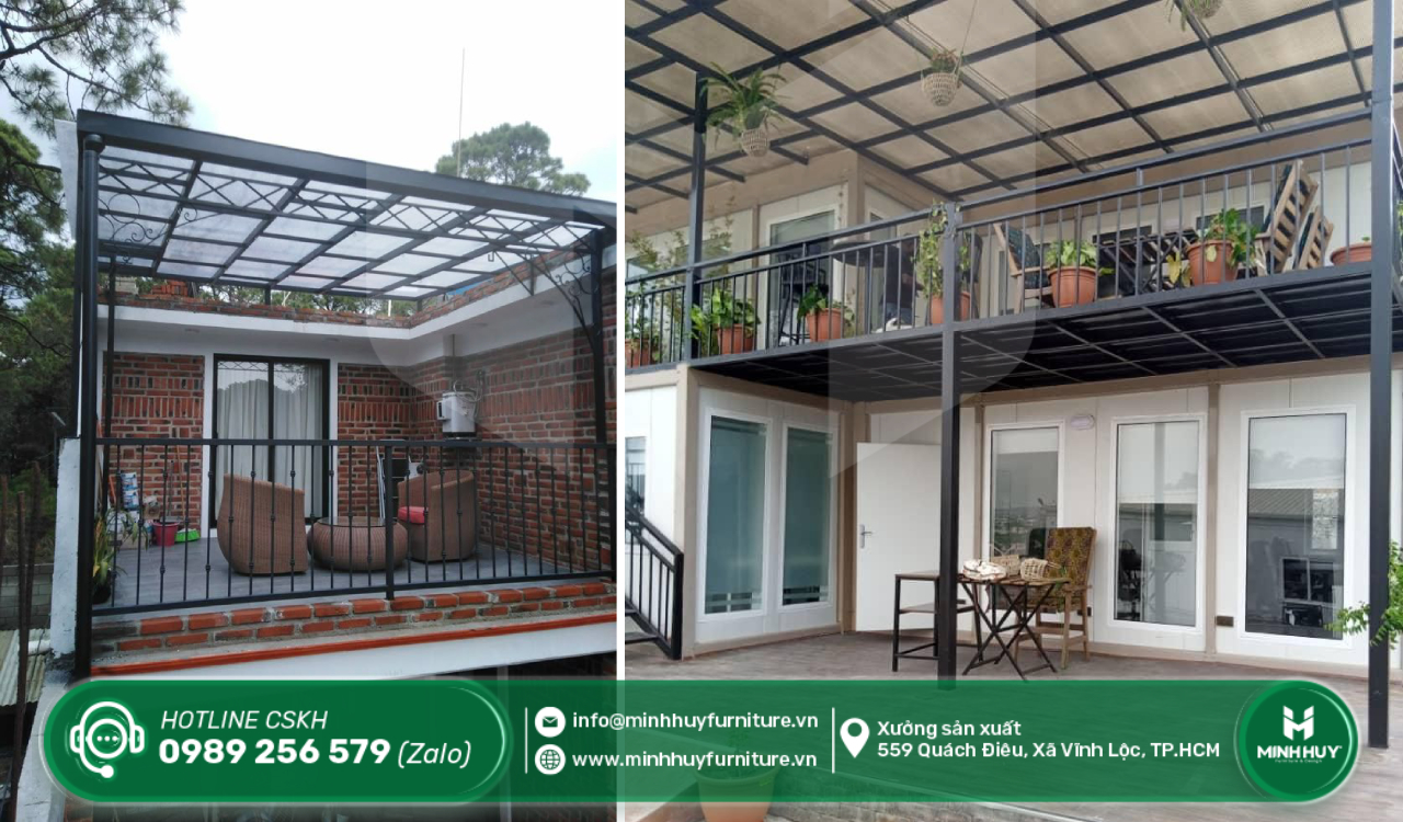 làm khung sắt mái che sân thượng cần giờ tphcm