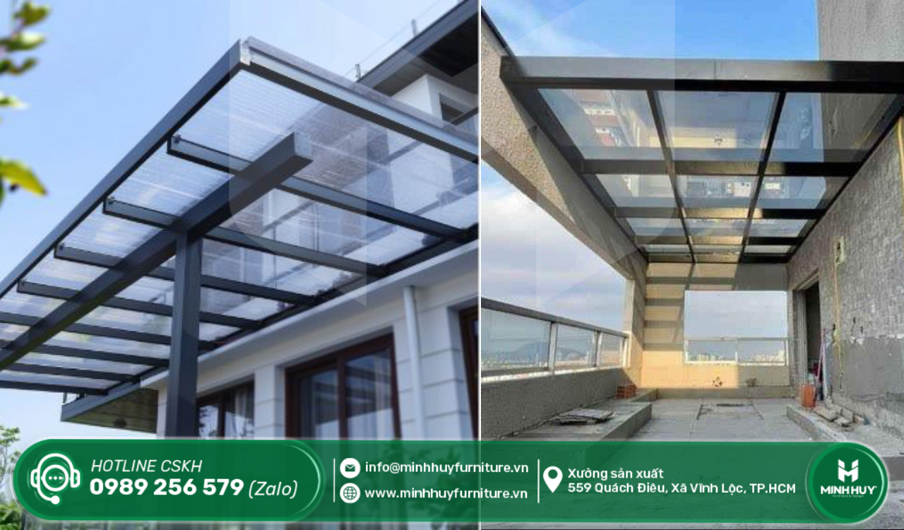 đơn vị làm khung sắt mái che sân thượng thủ đức tphcm