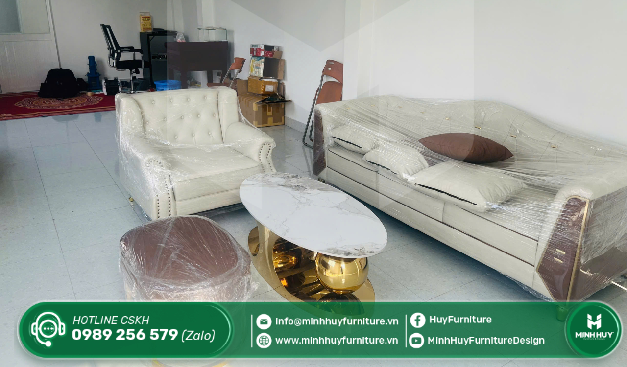 bàn sofa inox mạ vàng sang trọng