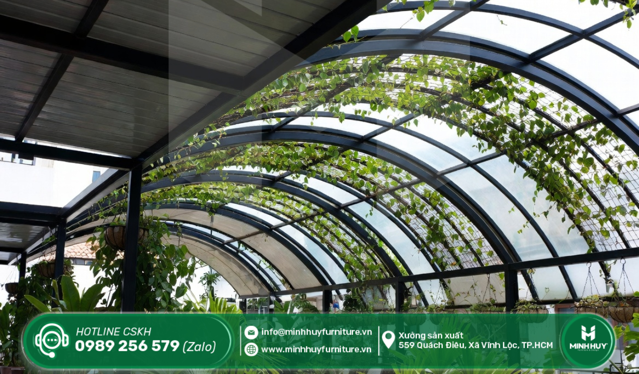 xưởng làm khung sắt mái che mưa sân thượng quận bình thạnh tphcm