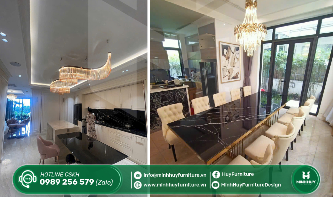 bàn ghế ăn gia đình inox mạ vàng