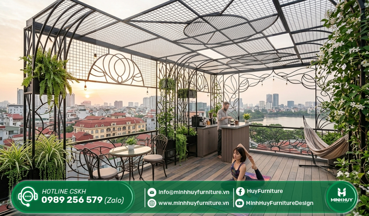 mẫu khung sắt bảo vệ sân thượng đẹp