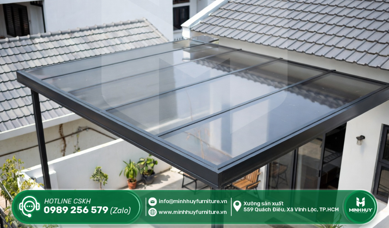 làm khung sắt mái che sân thượng quận tân bình tphcm