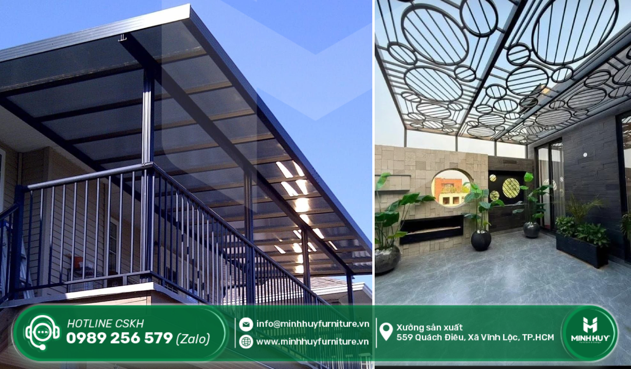 báo giá làm khung sắt mái che nắng sân thượng hóc môn tphcm