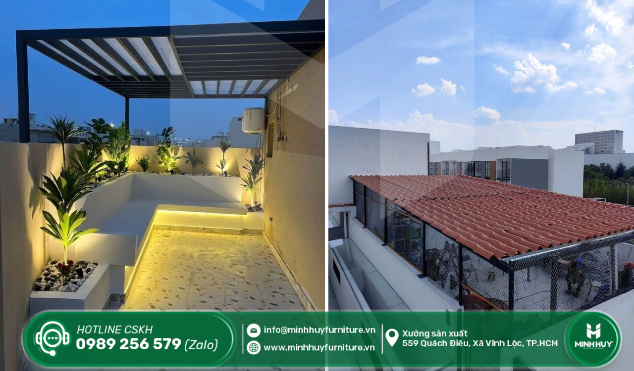 báo giá làm khung sắt mái che sân thượng quận 8 tphcm