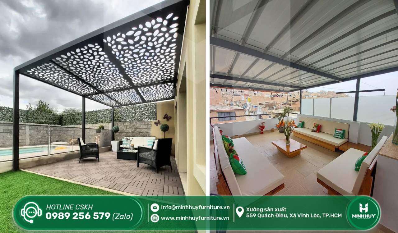 đơn vị làm khung sắt mái che sân thượng quận 12 tphcm