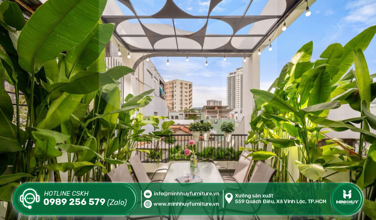 làm khung sắt mái che sân thượng quận 5 tphcm