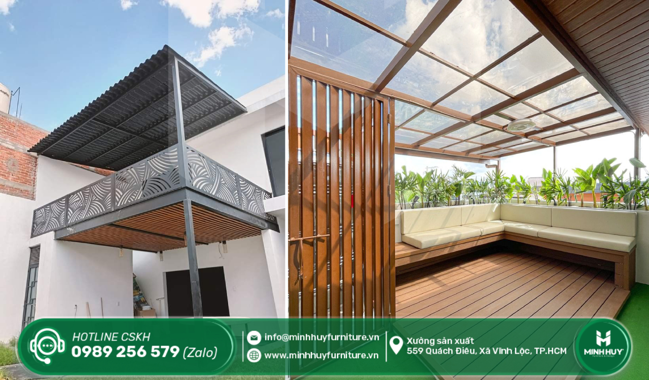 báo giá thi công khung sắt mái che sân thượng quận 6 tphcm