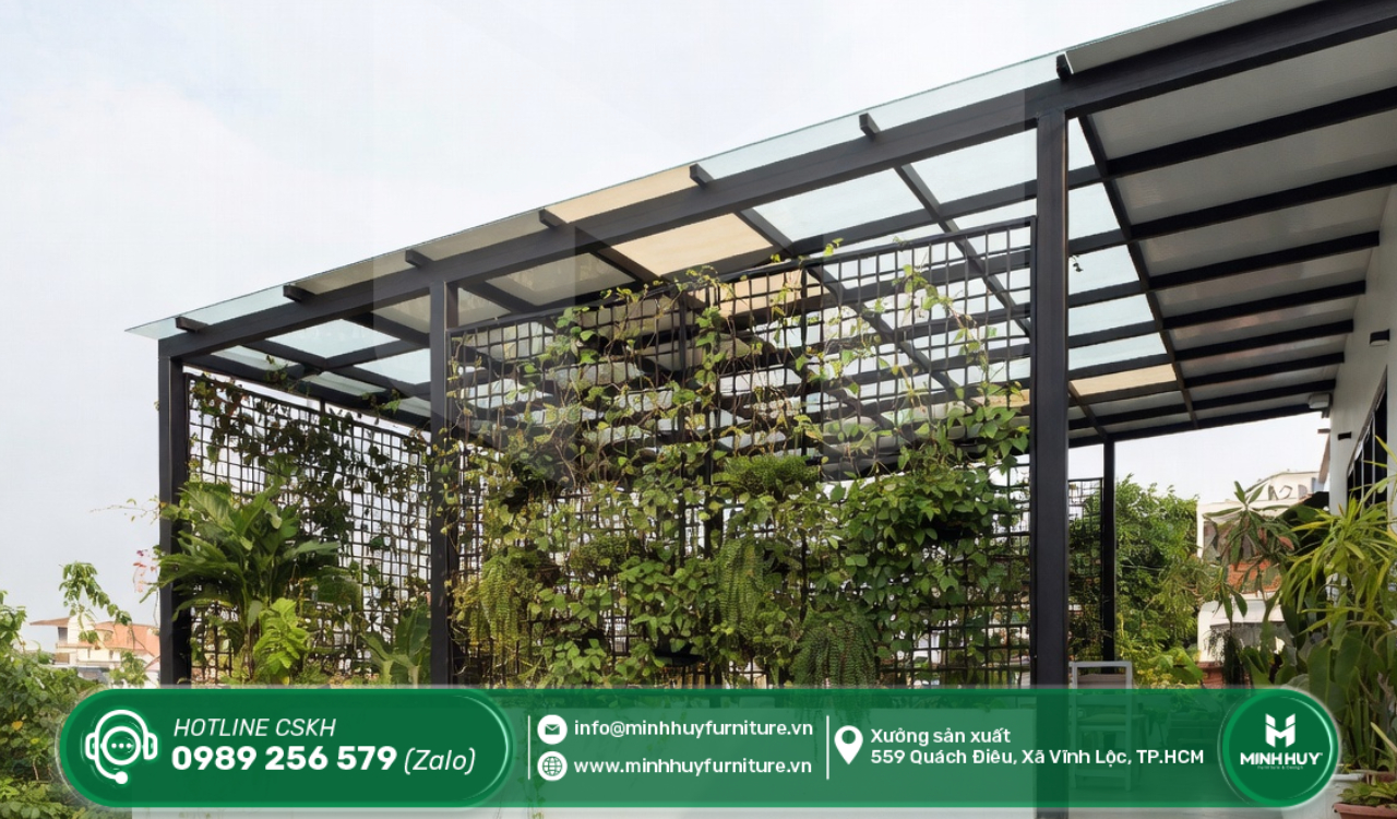 xưởng thi công khung sắt mái che sân thượng quận phú nhuận tphcm giá rẻ