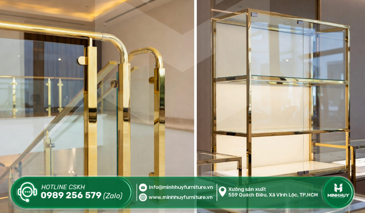 xưởng gia công khung kính inox mạ PVD nhà bè tphcm