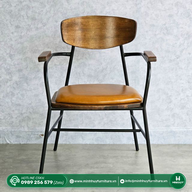 Thông số sản phẩm Ghế cafe tay gỗ nệm da MH144