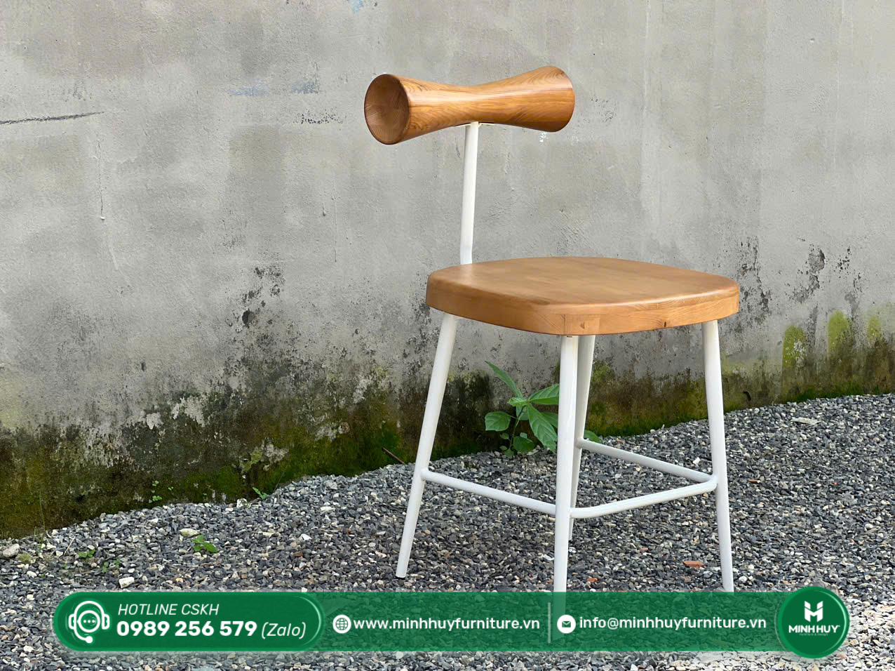 Hình ảnh thực tế mẫu Ghế Cafe Gỗ Tựa Trụ Nordic MH112